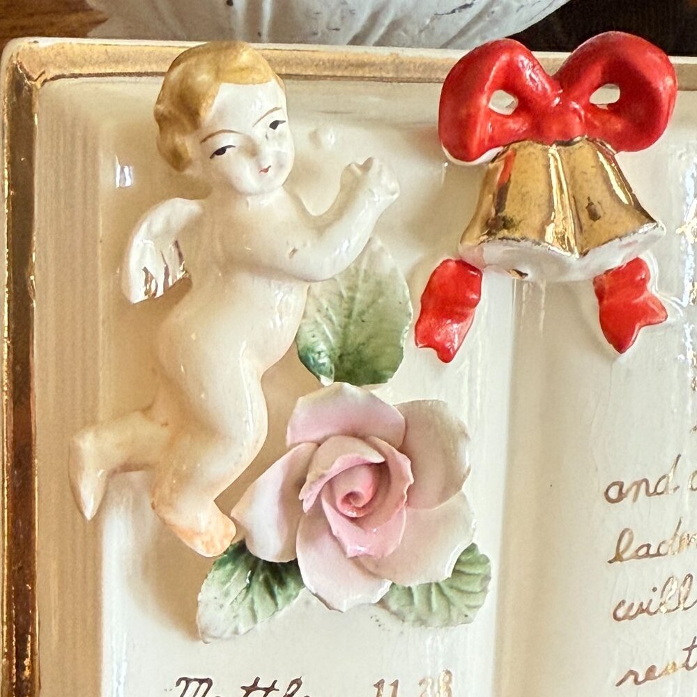 Vintage porcelain book with 3D angel made in Japan - Picture 3 of 13